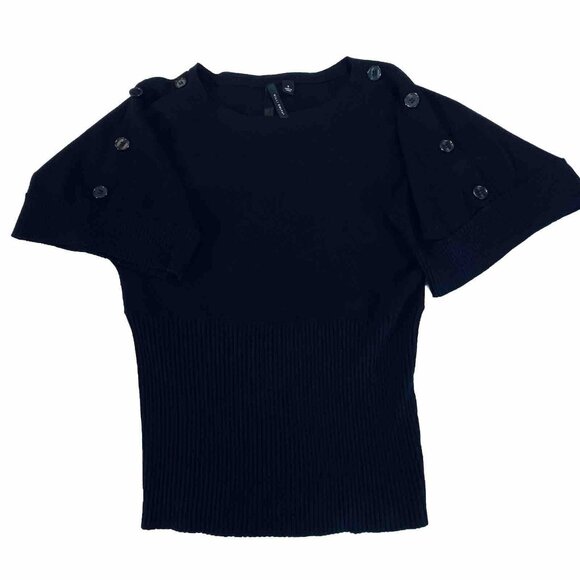 Willi Smith Women’s Winged Sleeve Black Size Small Sweater With Button Detail - Picture 2 of 7